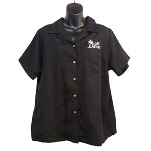 Ultra Club Cabana Breeze Las Vegas Men's Button Down Black Shirt Size XL NWT